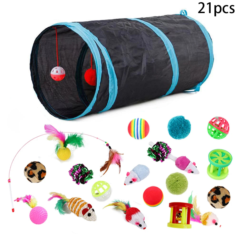 Cat Kitten Toys Variety Pack Pet Cat Toys Combination Set Cat Toy Funny Cat Stick Sisal Mouse Bell Ball Cat Supplies
