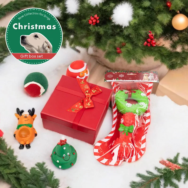 Christmas Pet Dog Toys Sound Elk Dog Bite Resistant Set Deer Crutches Bite Resistant Dog Christmas Gift Box Limited Edition