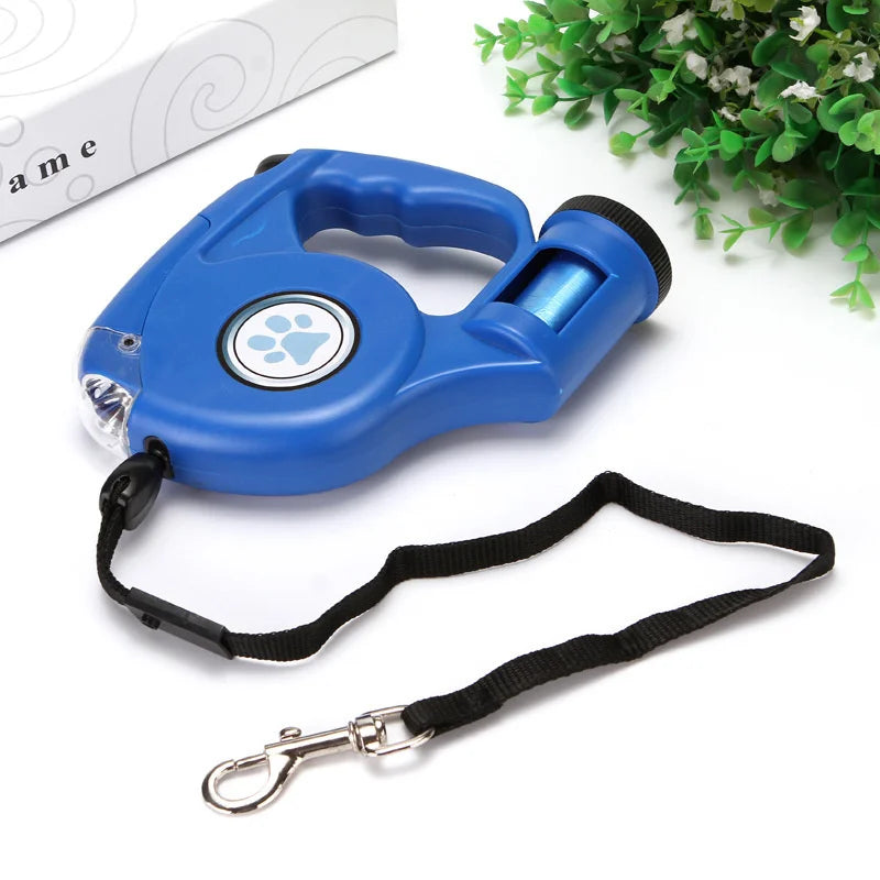 Pet Leash for Dogs Cats Night Travel Safety Pet Traction Rope 4.5M Dog Accessories Multifunctional Pet Leash With Garbage Bag