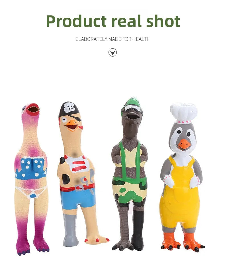Squeaky Latex Chicken Dog Toys Funny Pirate Soldier Chef Bikini Shapes Loud Scream Chew Toy Pets Squeaky Latex Chicken Toy