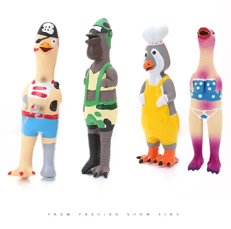Squeaky Latex Chicken Dog Toys Funny Pirate Soldier Chef Bikini Shapes Loud Scream Chew Toy Pets Squeaky Latex Chicken Toy