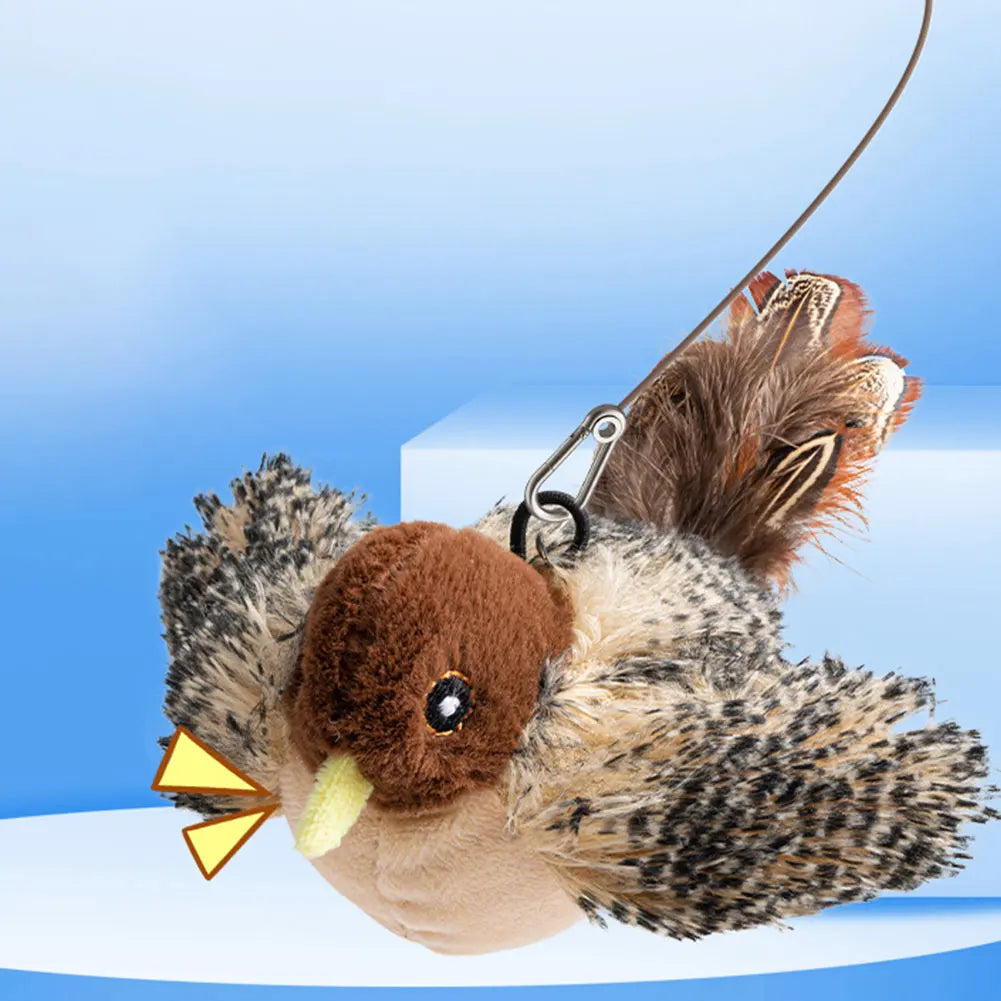 Interactive Cat Toys Flapping Bird Cat Toy Flying Wings Sparrow Catnip Toys Vivid Chirping Simulation Bird Interactive Cat Toy