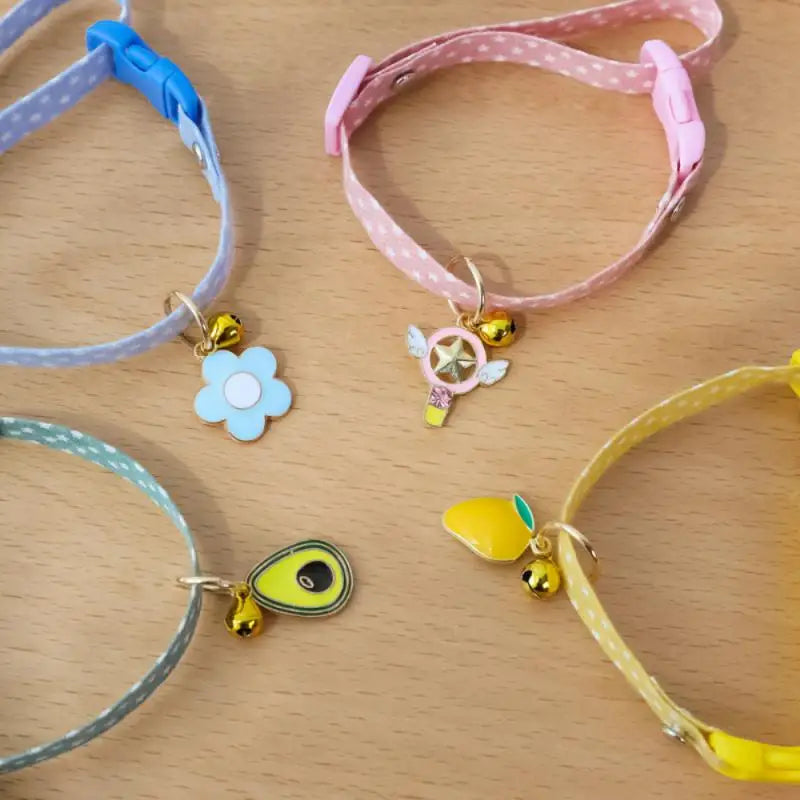 Collar Sakura Heart Fruit Cat Plaid Cat Collars Bell Cartoon Necklace Adjustable Collar for Cat Small Dog Pet Cat Accessories