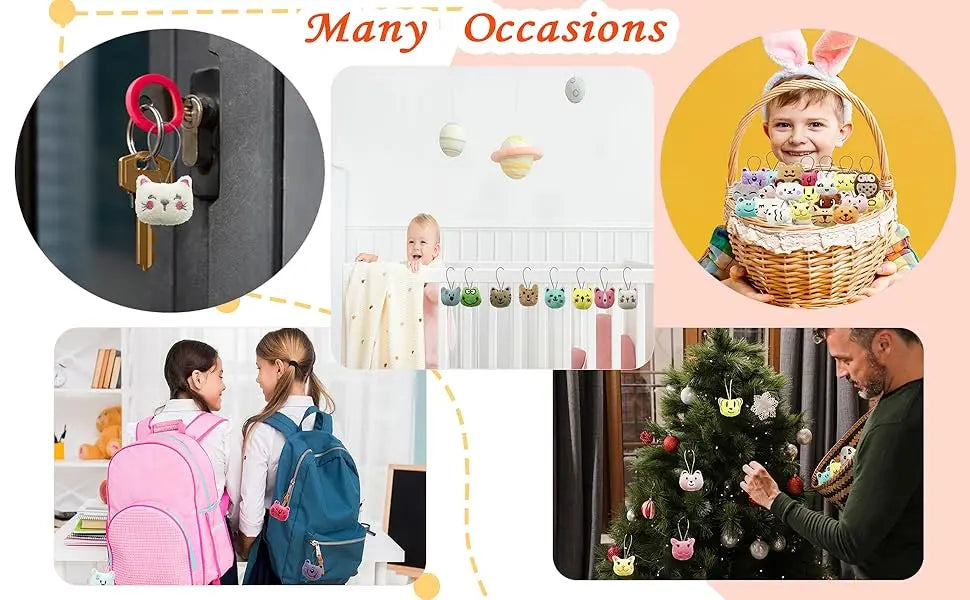 24-100Pcs Mini Animal Plush Toys Set Cute Small Animal Stuffed Toy Keychain for Party Favors for Goody Bag Easter Egg Stuffers