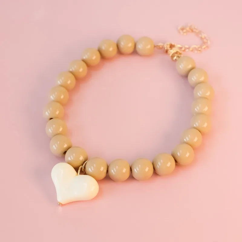 Party Dog Accessories Custom Pet Supplies Pinkycolor Plastic Cat Neck Collar Pearl Dog Necklace Small Dog Bib Size Animal Choker