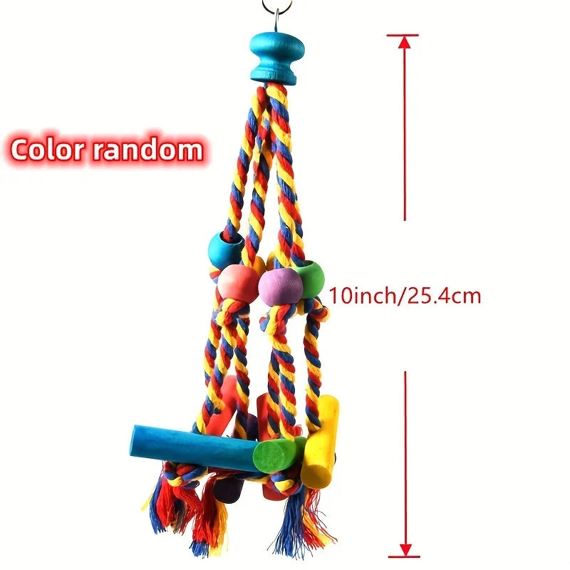 Random Colors Bird Accessories Wood Chewing Toy Birds  Rope Parrot Toys Cage Resistant Small Large Bird Toy Parrots Training
