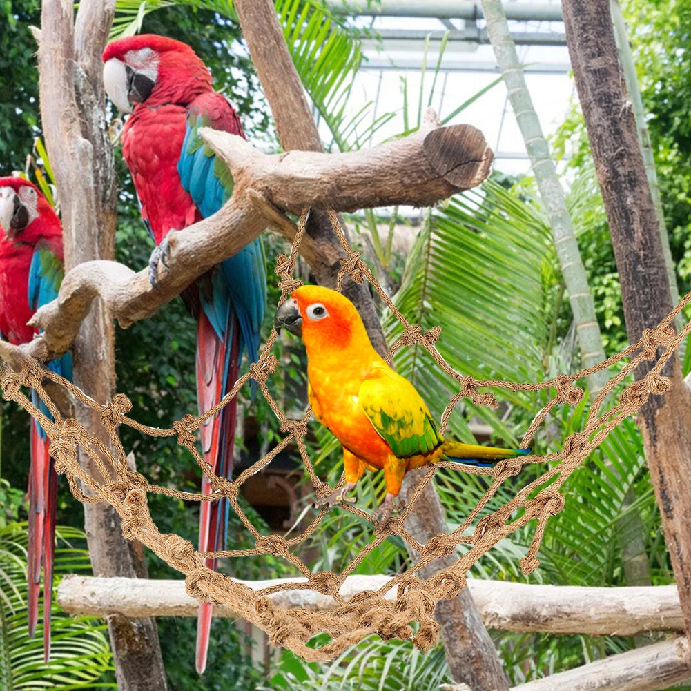 Bird Toys Bird Climbing Net Hemp Rope Parrot Hanging Rope Net Swing Play Rope Ladder Chew Toy Play Gym Toys