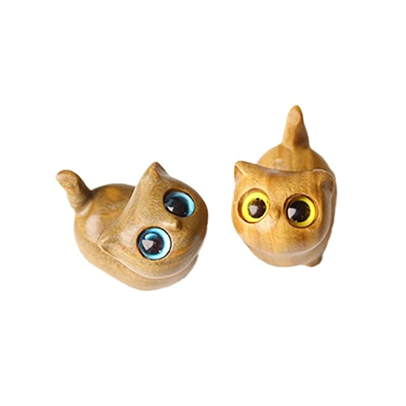1/3 Pcs Charming Wooden Kitten Figurine - Handcrafted Cat Decor For Home, Perfect Gift Idea Cat Figurine Cat Accessories