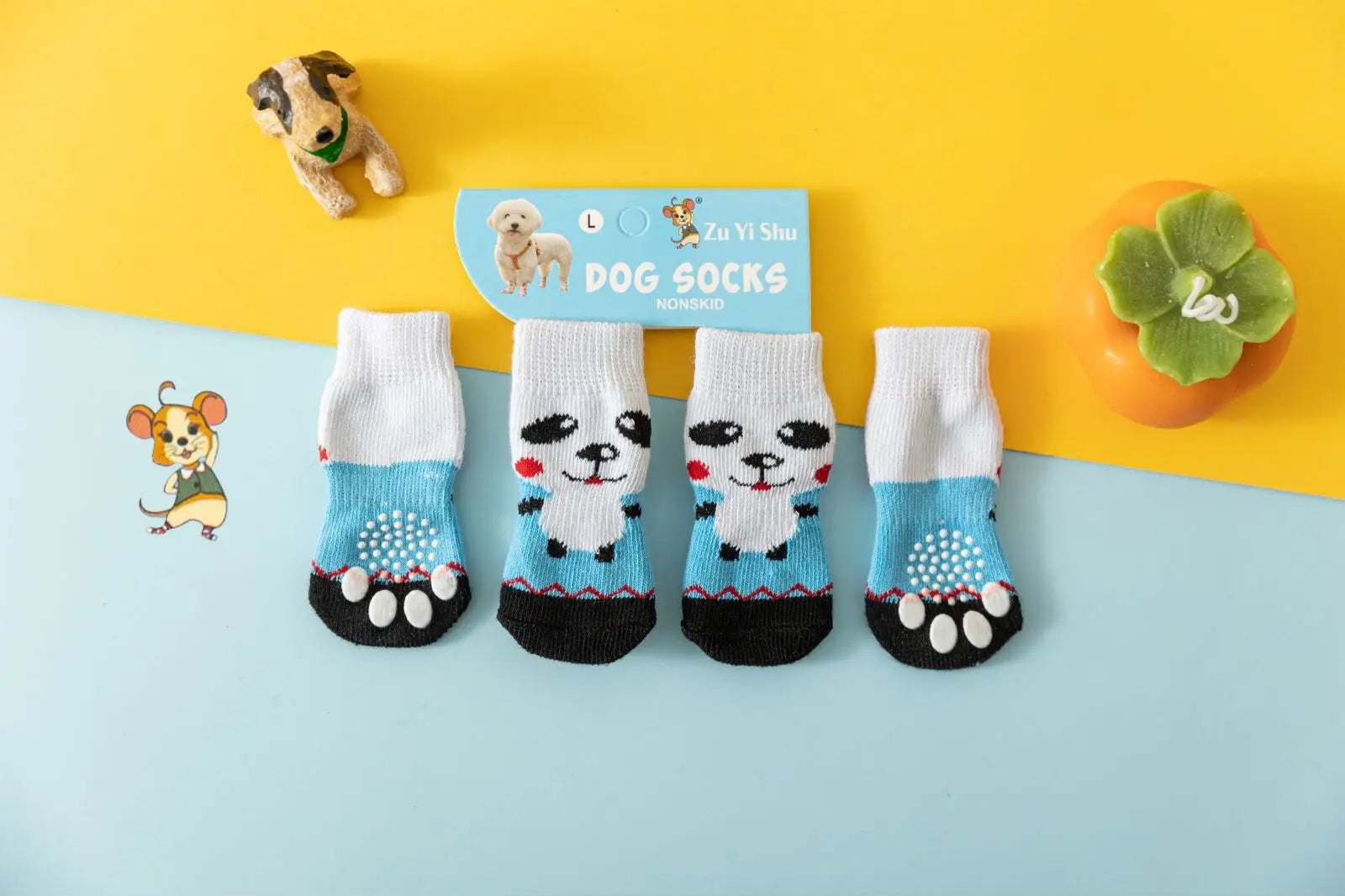 Cute Puppy Dog Knit Socks Autumn Winter Pet Socks Anti-Slip Knitted Small Dogs Shoes Warm Paw Protector Dog Accessories