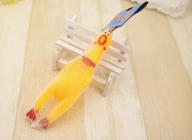 30CM Screaming Chicken Dog Toys Yellow Rubber Squaking Chicken Toy Novelty and Durable Rubber Chicken for Dogs,Rubber Chickens