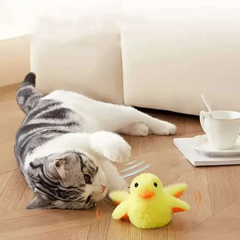 Flapping Duck Interactive Cat Toys Electric Bird Toys Washable Cat Plush Toy with Vibration Sensor Sound Cats Game Kitten