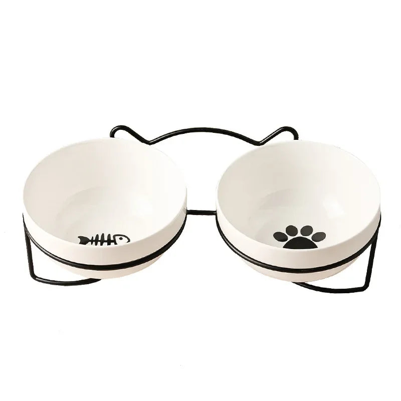 Ceramic Bowl Kitten Puppy Ceramic Bowl 500ML Pet Water Feeder Cat Food Feeding Dish Dispenser with Raised Stand Cat Accessories