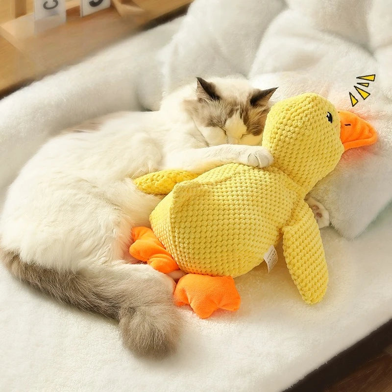Dog Toys Plush Companion Sleeping Duck  for Small Large Dogs Bite Resistant Teeth Grinding Sound Relief Duck  Toy