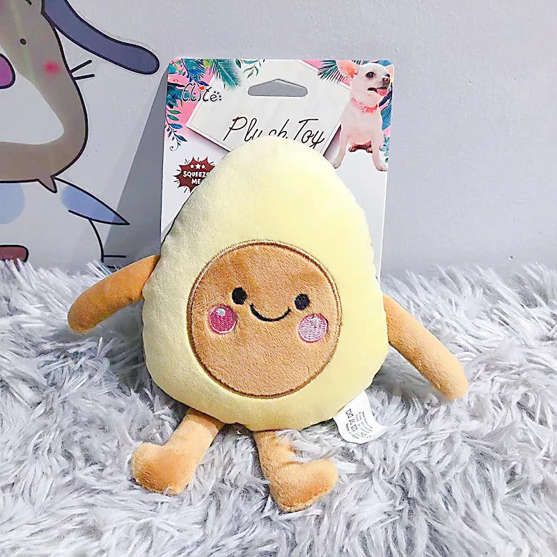 Pet Toys Sound Plush Toys Cute Plants Avocado Series Pet Molars Interactive Toys Cat and Dog Toys Bite Resistant