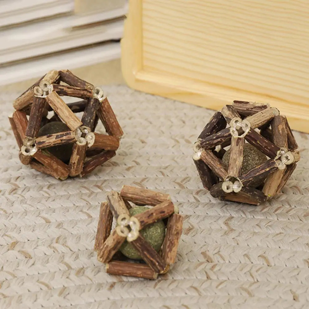 Catnip Silvervine Cat Toys Plaque Tartar Elimination Toys Natural Catnip Silvervine Ball Toy Set for Dental for Indoor for Teeth