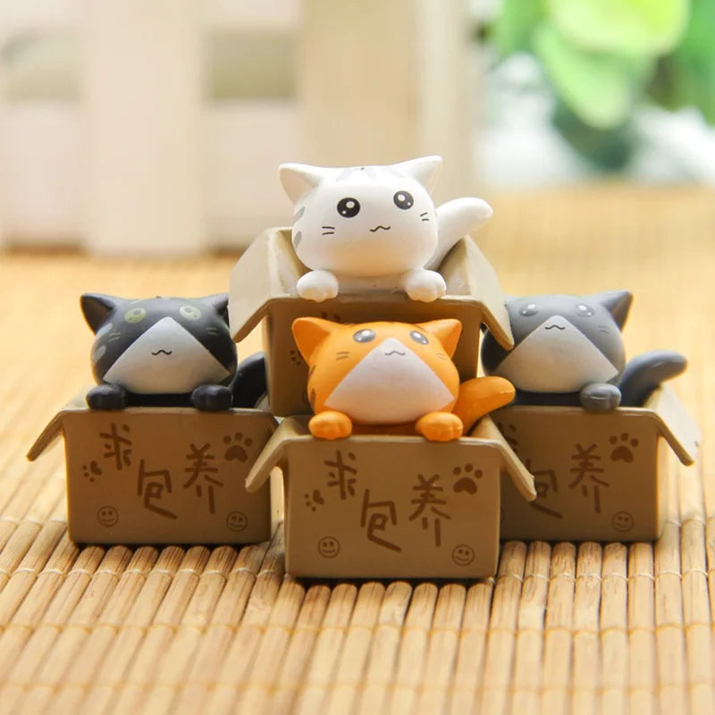 4pcs Mini Cat Accessories, Garden Kitten Statues, Home Decoration Gifts, Decorative Toys, Mini Statues