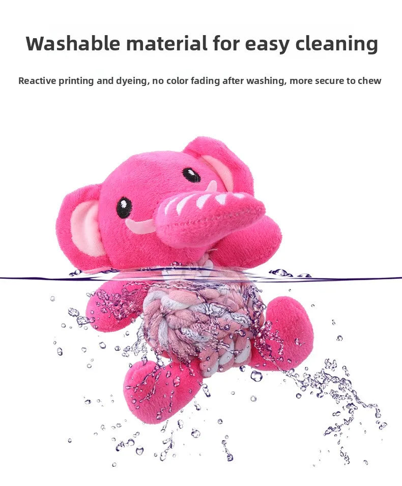 Christmas Plush Dog Toys with Cotton Rope & Squeakers  Chew Resistant Animal Dental Toys for Puppies Teething Chew Toys