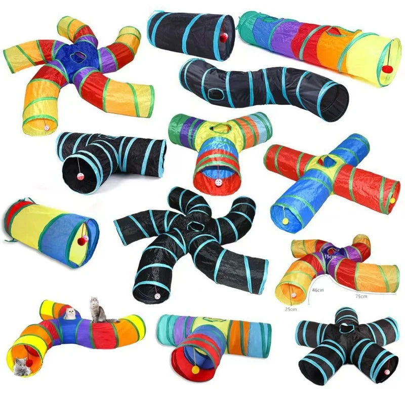 Hot Cat Tunnel Pet Tube Collapsible Play Toy Indoor Outdoor Kitty Puppy Toys for Puzzle Exercising Hiding Training Pet Toys
