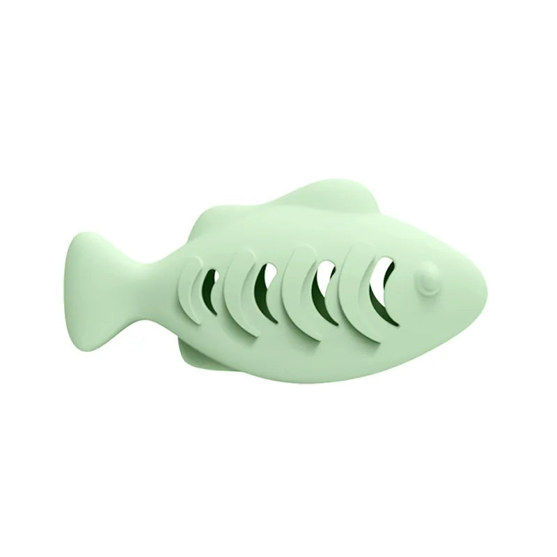 Cat Toy Interactive Silicone Fish Pet Toys For Kitten Teeth Cleaning Leak Food Cat Chew Toys Food Storage Toy Pet Supplies
