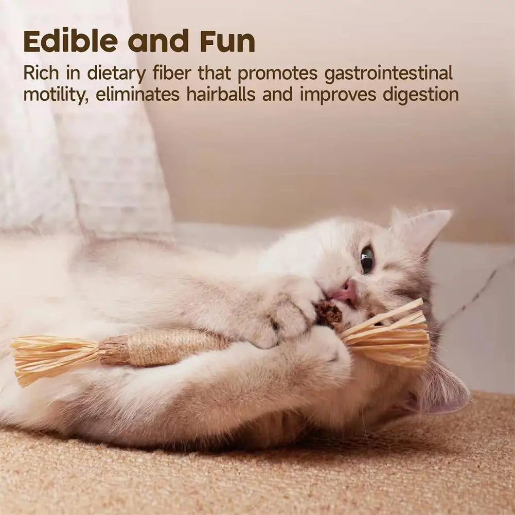 Cat Toys Silvervine Chew Stick Kitty Raffia Grass Pet Supplies Cleaning Teeth Stick Pet Bite Cat Toy Hemp Rope Teeth Cleaning To