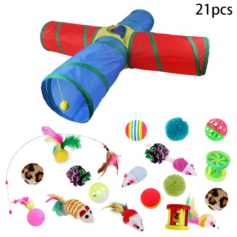 Cat Kitten Toys Variety Pack Pet Cat Toys Combination Set Cat Toy Funny Cat Stick Sisal Mouse Bell Ball Cat Supplies