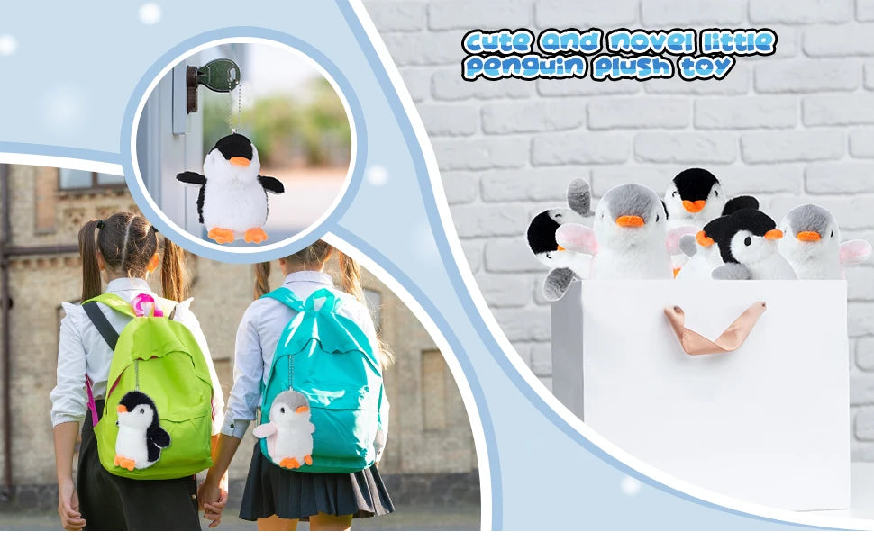 9-96Pcs Mini Stuffed Animal Penguin Plush Hanging Penguin Toys Small Penguin Keychain Valentine Stocking Stuffs Birthday Gifts