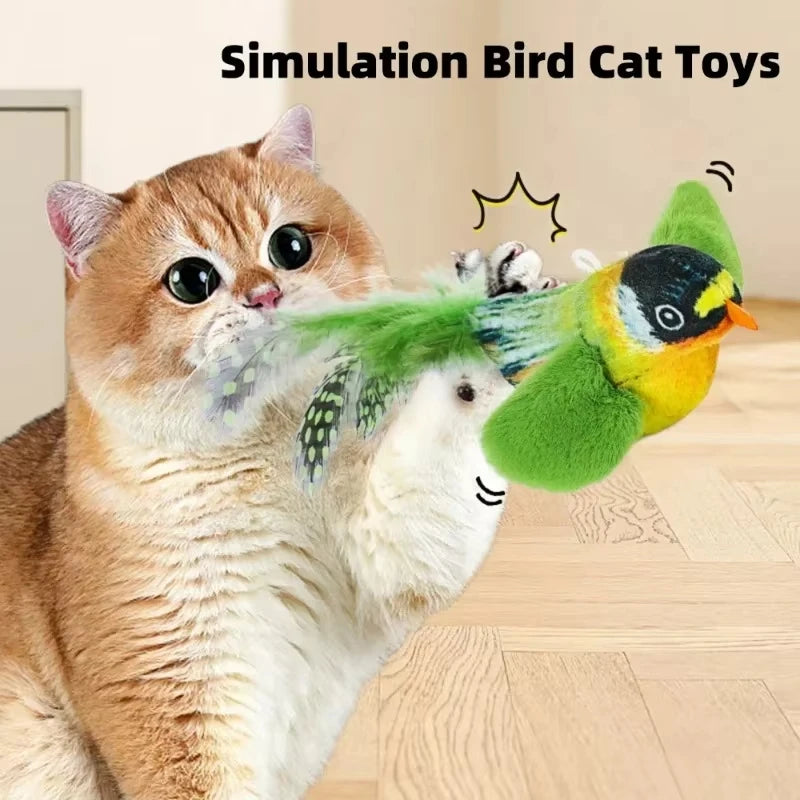 1PC Simulation Bird Interactive Plush Bird Cat Toys With Realistic Sounds Cat Chew Bite Plush Toys Pet Cat Supplies