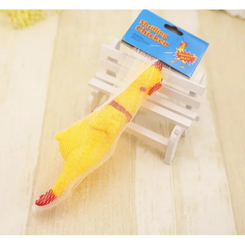 30CM Screaming Chicken Dog Toys Yellow Rubber Squaking Chicken Toy Novelty and Durable Rubber Chicken for Dogs,Rubber Chickens