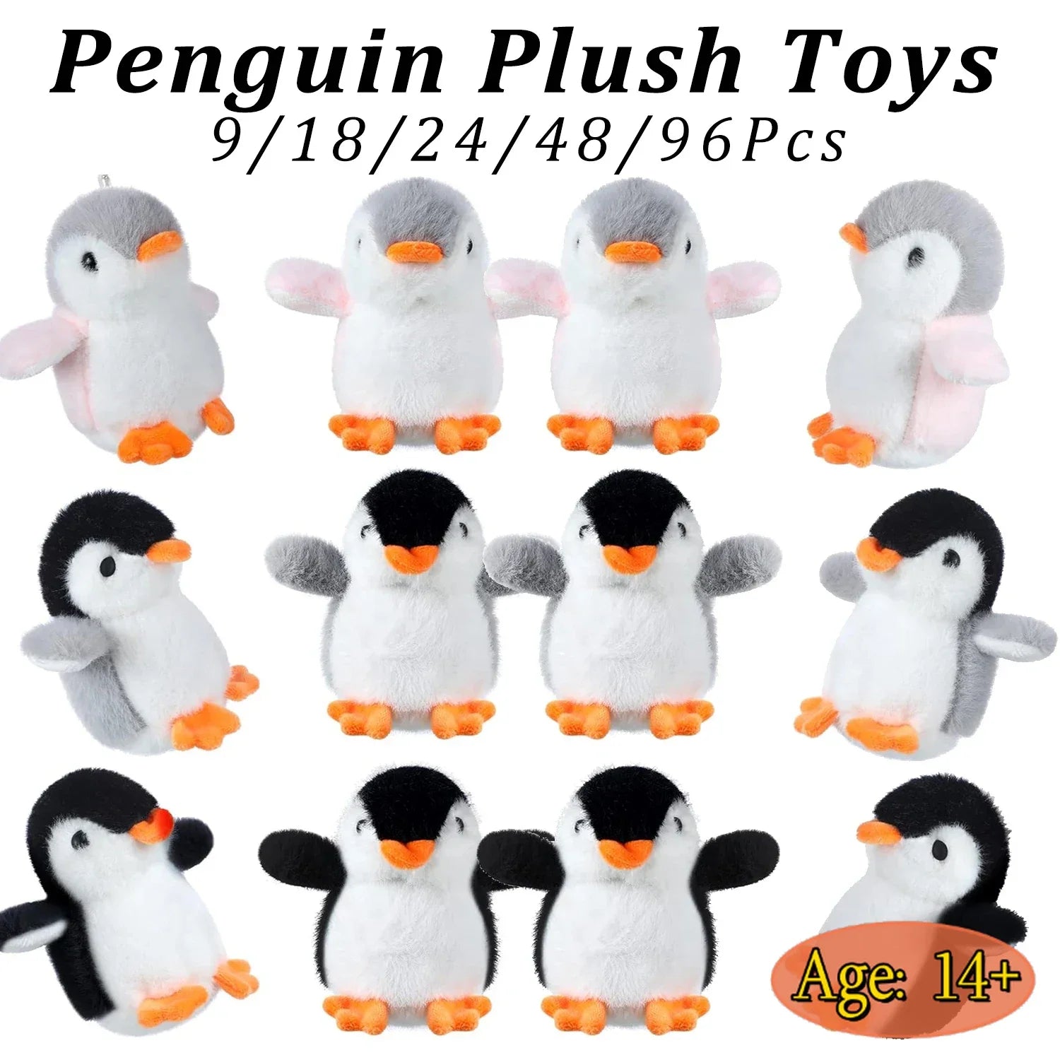 9-96Pcs Mini Stuffed Animal Penguin Plush Hanging Penguin Toys Small Penguin Keychain Valentine Stocking Stuffs Birthday Gifts
