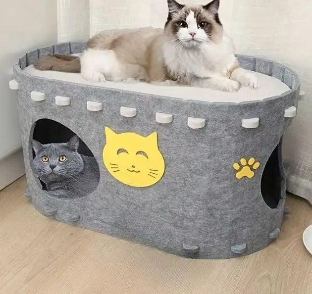 Felt Cat Bed Wear Resistant Pet House Detachable Cat Amusement Park Pet Shelter All Season Universal Pet House Cat Accessories