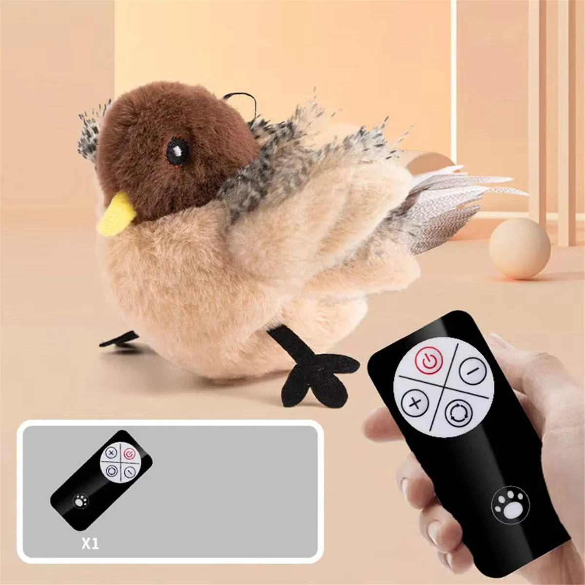 NEW Remote Control Interactive Cat Toys Flying Bird Flapping Wings Sparrow Toy Vivid Chirping Simulation Bird Cat Toy