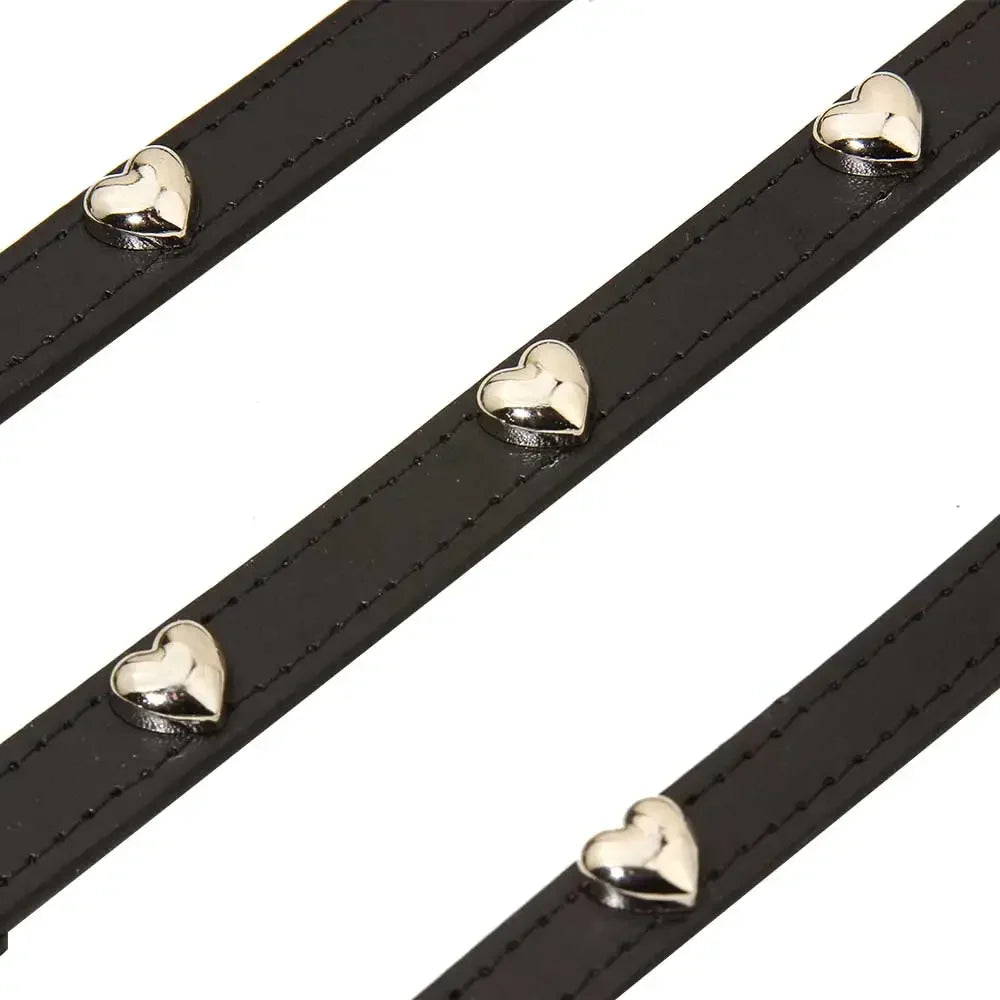 PU Leather Durable Pet Dog Collars with Love Puppy Pug Collars for Small Large Dog Chihuahua Cat Accessories collar perro