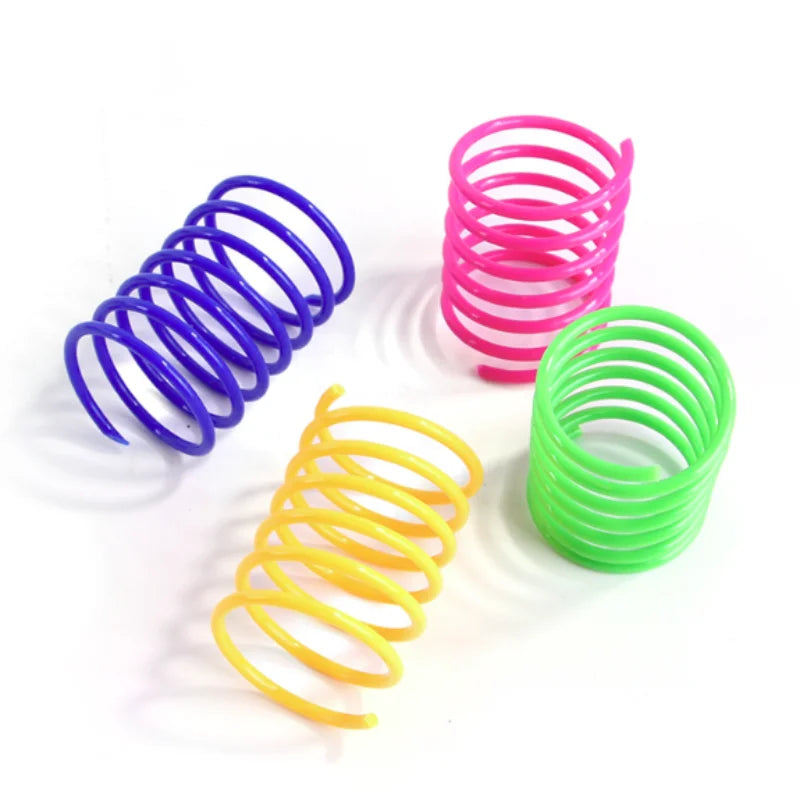 4/200Pcs Cat Spring Toy Cat Spiral Toys Interactive for Indoor Colorful Cats Plastic Springs Coil for Kitten Hunting Swatting