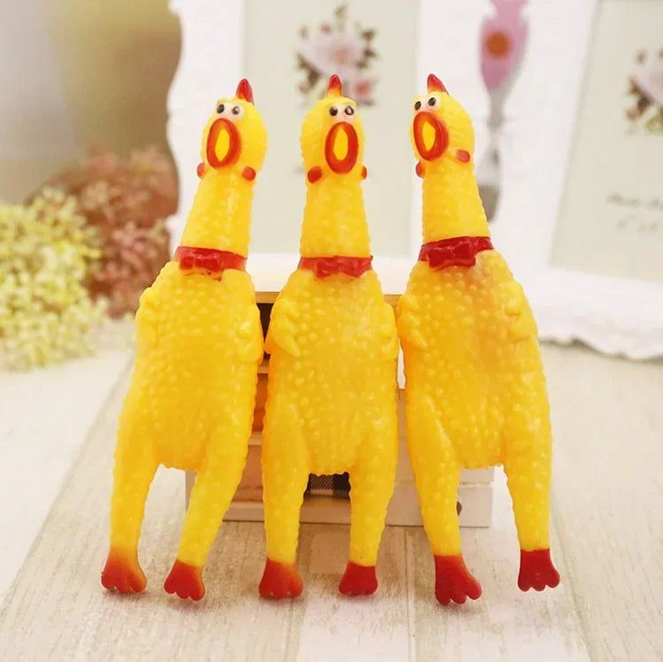 30CM Screaming Chicken Dog Toys Yellow Rubber Squaking Chicken Toy Novelty and Durable Rubber Chicken for Dogs,Rubber Chickens
