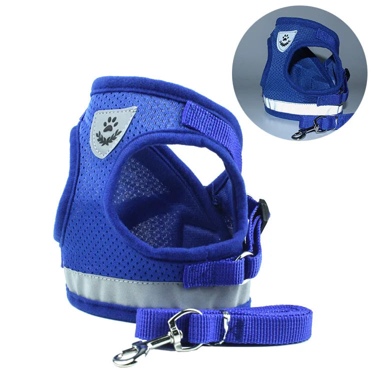 Pet Dog Vest Harness and Leash Set Adjustable Mesh Dog Harness Cat Supplies Leash Harnesses Puppy Bulldog Corgi Dog Accessories