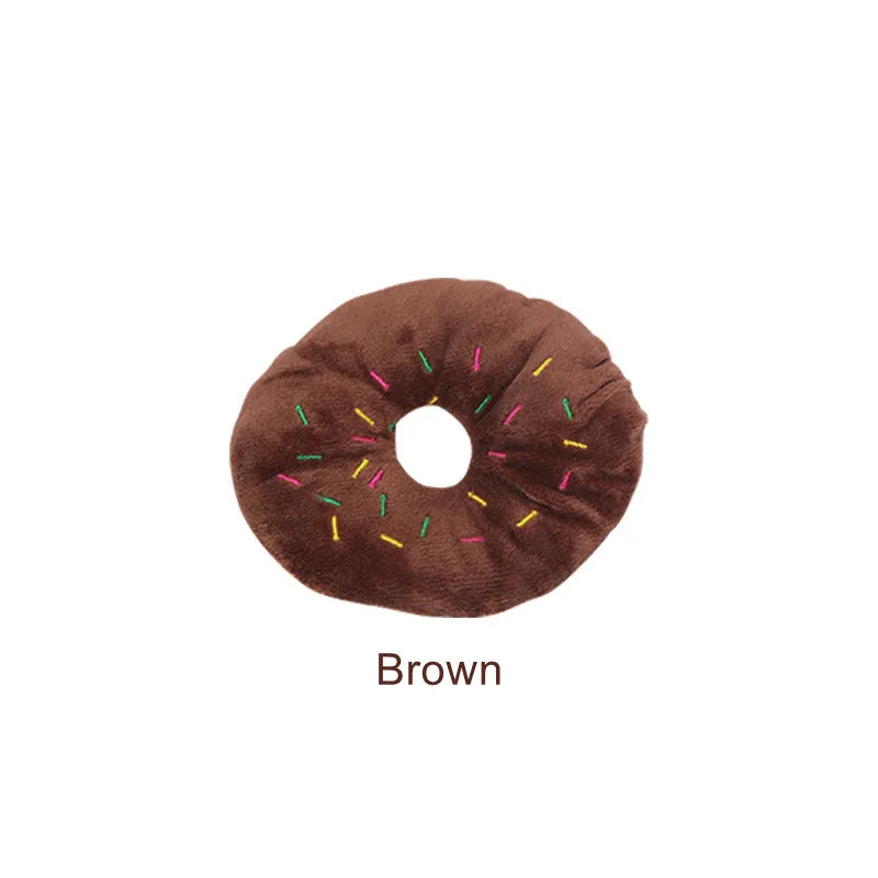 Soft Dog Donuts Plush Pet Dog Toys For Dogs Chew Toy Cute Puppy Squeaker Sound Toys Funny Puppy Small Medium Dog Interactive Toy