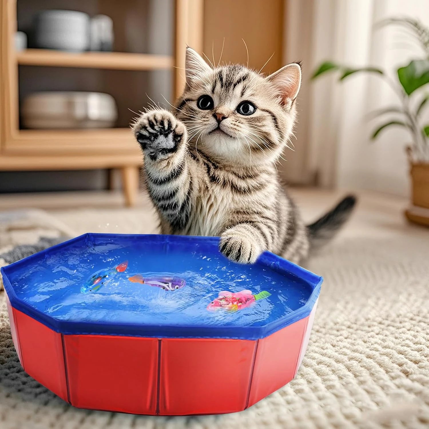 Swimming attracts pet fish, waterproof LED light toy fish, pet cat and dog toys, novel electronic fish