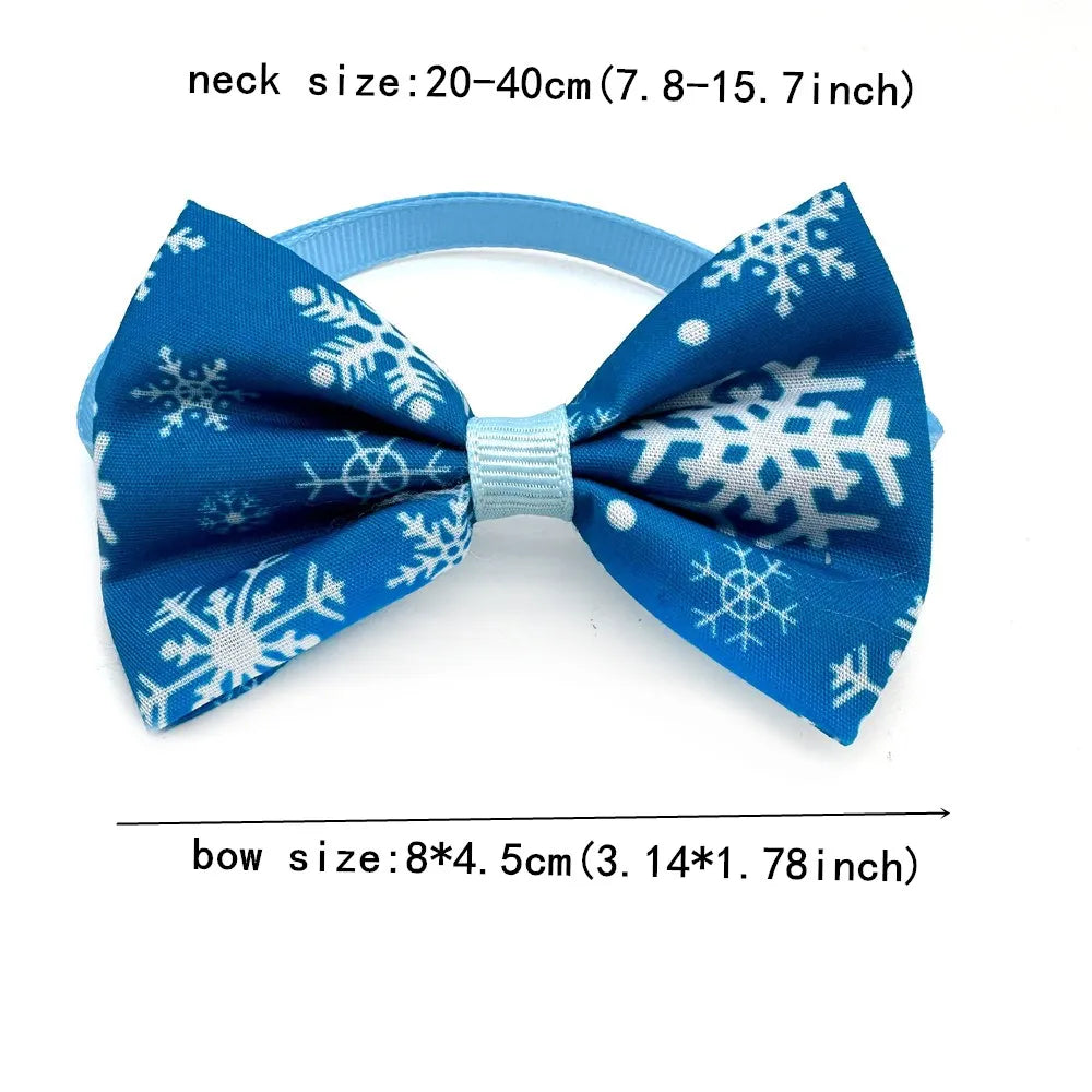 30/50pcs Winter Small Dog Bowties Snowflake Style Pet Dog Adjustable Dog Collars Pet Bowties Dog Accessories Grooming Products