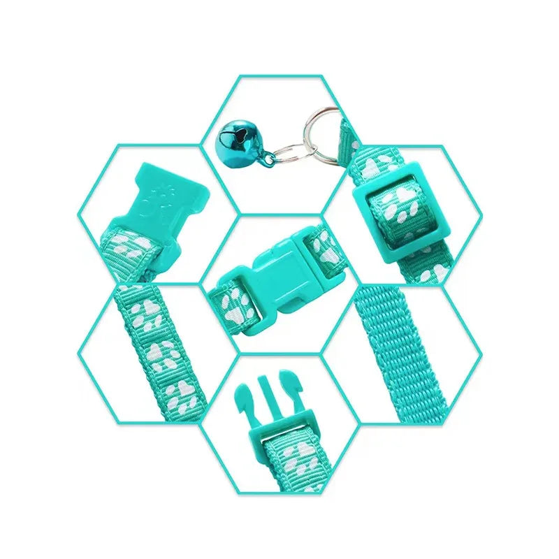 1/3/6/12/18Pcs Pet Collar With Bell Footprints Colorful Dog, Dog, Cat Accessories Cat Collar Adjustable Bell Ring Necklace Pet