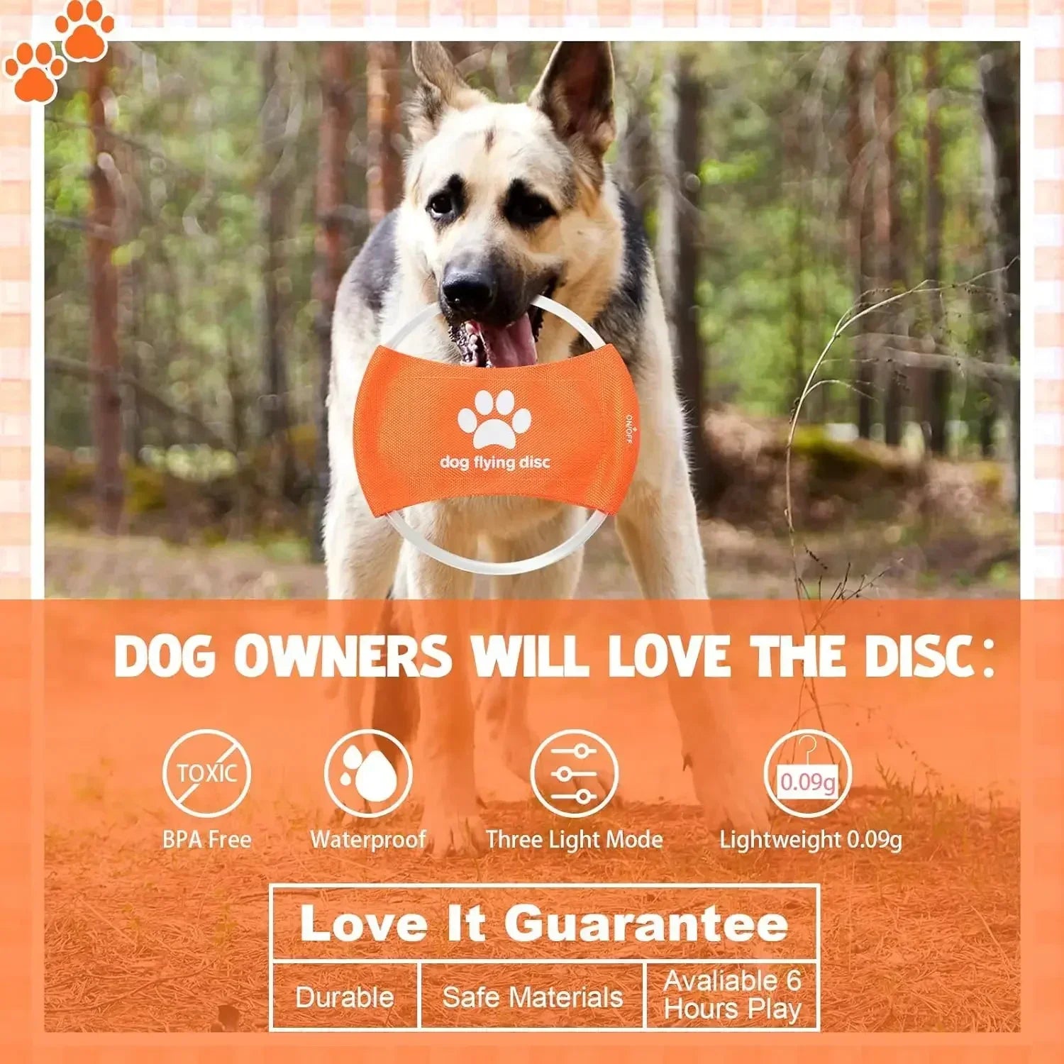 Dog Toy LED Glowing Rechargeable Disc Flying Toys with 3 Light Modes Pet Interactive Toys Training Throwing Dog Accessories