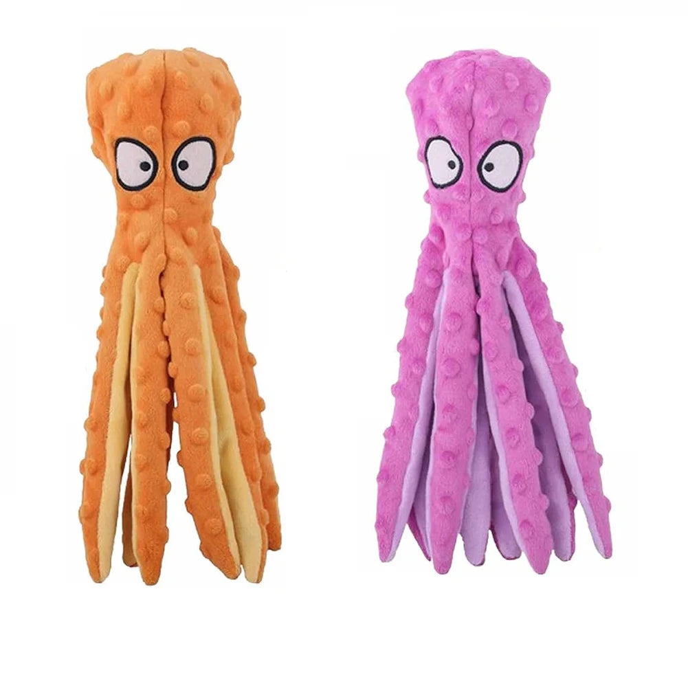 2 Pcs Octopus Shell Voice Toy Intelligent Dogs Chew Toys No Stuffing Squeaky Plush Smart Toys Bite Resist for Small Medium Dogs