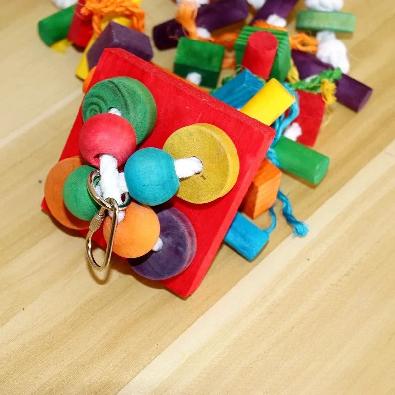 Parrot toys, Colorful wooden bird supplies, Unique shape, Diverse ways to play,  Large parrot bite bird toys