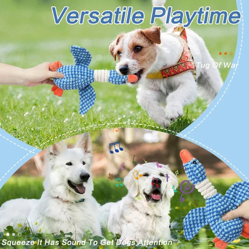 Dog Toys Plush Animal Toy Wild Goose Chewing Toy for Small Medium Large Dogs Cats Teeth Cleaning Toys Pet Squeak Toy for Puppy
