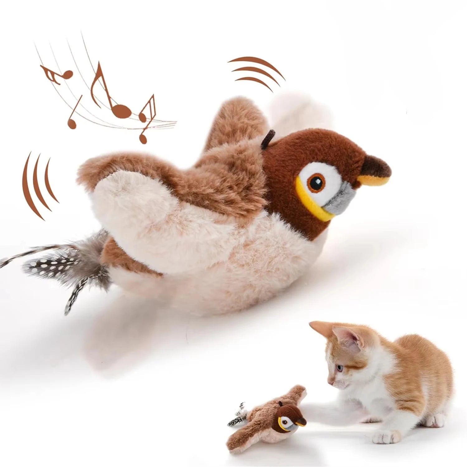 Interactive Flying Bird Cat Toy (with Catnip) Toy Flapping Bird Cat Toy Flying Interactive Flapping Chirping Bird Cat Toy