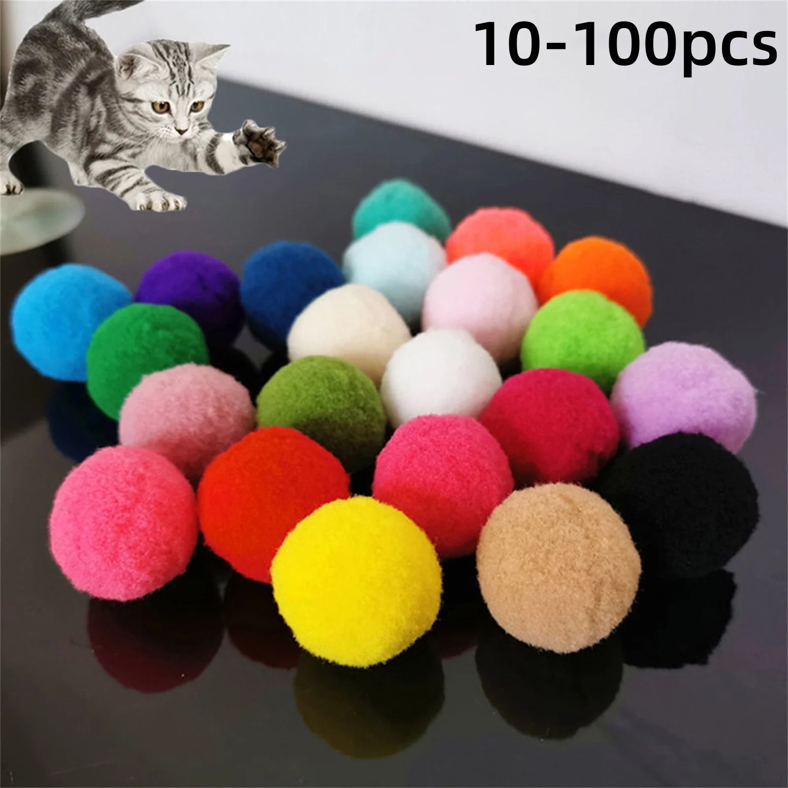 10/50/100 pcs Cute Funny Cat Toys Stretch Plush Ball Cat Toy Ball Creative Colorful Interactive Cat Pom Pom Cat Chew Toy