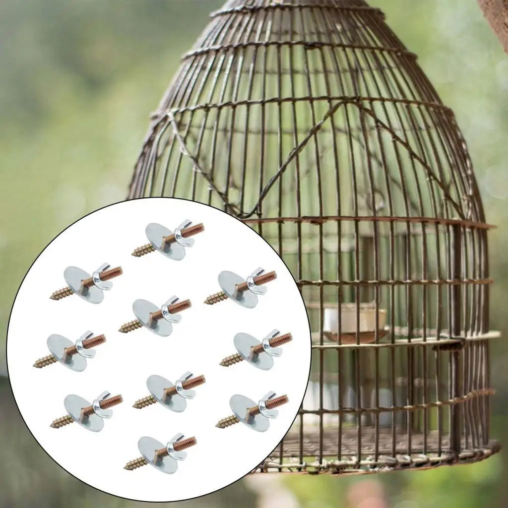 10x Bird Cage Perch Screws and Nuts Screw Nut with Gaskets for Parrot Stand Building Wood Birds Perch Parrot Toys Bird Stand