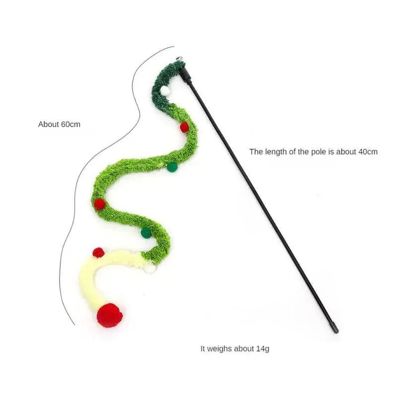 New Cat Toys Rainbow Stripes Funny Cat Stick with Bell Interactive Play Pet Supplies Interactive Cat Toy Caterpillar String