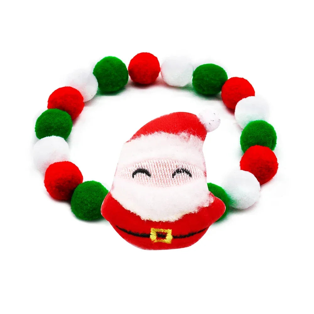 1PC Christmas Decorate Pet Bowtie Dog Deer Hair Ball Pet Puppy Adjustable Snowman Necktie Collar for Small Large Dog Accessories