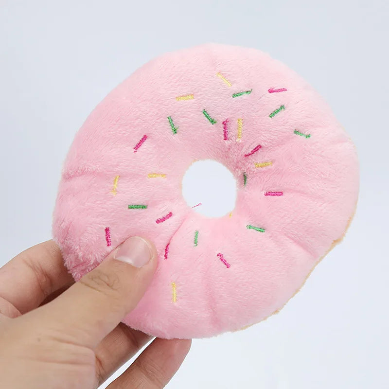 Soft Dog Donuts Plush Pet Dog Toys For Dogs Chew Toy Cute Puppy Squeaker Sound Toys Funny Puppy Small Medium Dog Interactive Toy
