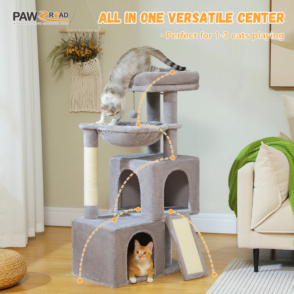 Cat Tree with Natural Sisal Scratching Post,Comfortable Condo,Spacious Top Perch,Cat Accessories,Toy,Cat Tower for Indoor Cats